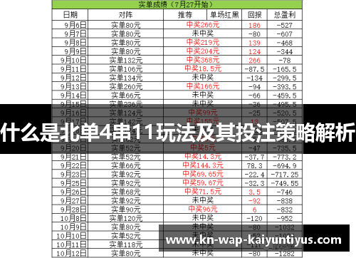 什么是北单4串11玩法及其投注策略解析